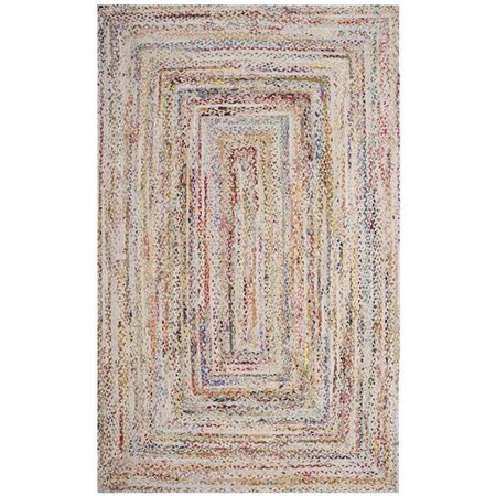 Safavieh Braided Hand Woven Rectangle Rug, Ivory and Multi Color - 6 x 9 ft. BRD210B-6